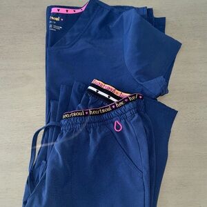 HeartSoul Navy Blue Scrub Set: Boot cut Pants with Scrub Top